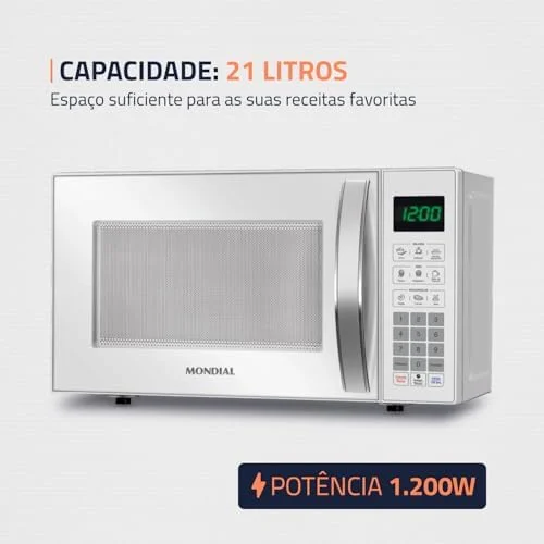 MONDIAL Micro-Ondas, Branco, 1200W, 110V - MO-01-21-W