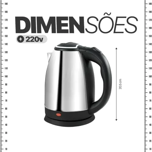 Chaleira Elétrica 220V Inox 2L Aquecimento Rápido Desligamento Automático