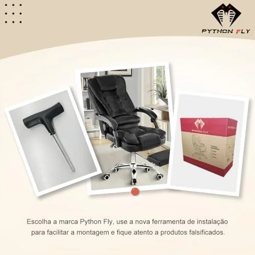 Cadeira de escritório presidente, cadeira de home office com apoio para os pés e encosto ajustável（Preto）