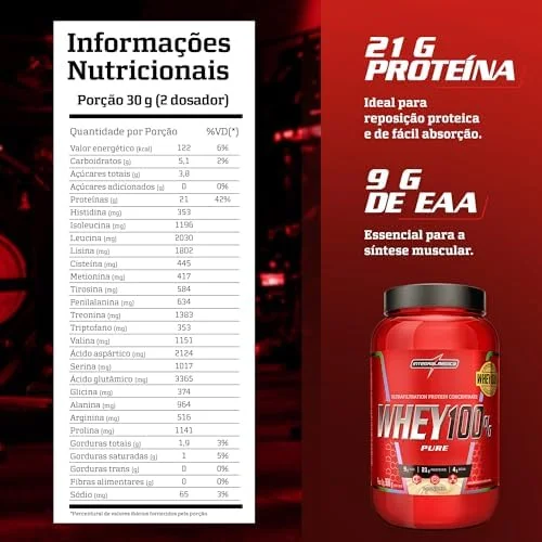 Proteína Concentrada IntegralmedicaWhey 100% Pure Baunilha 900g Pote