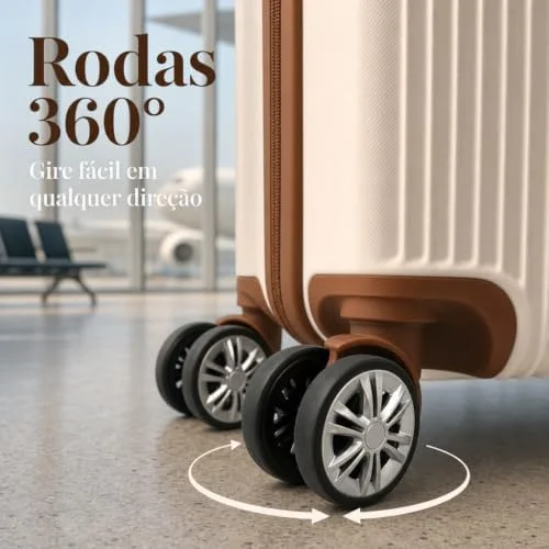 Mala de Bordo Padrão ANAC 10kg Rígida ABS Rodas 360 Cadeado Rígido
