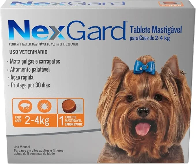 NexGard Antipulgas e Carrapatos para Cães de 2 a 4kg - 1 tablete