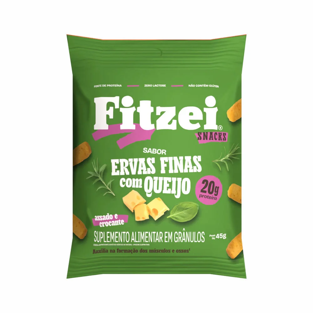 Snacks Proteicos Fitzei sabor Ervas Finas com Queijo Assado e Crocante 45g
