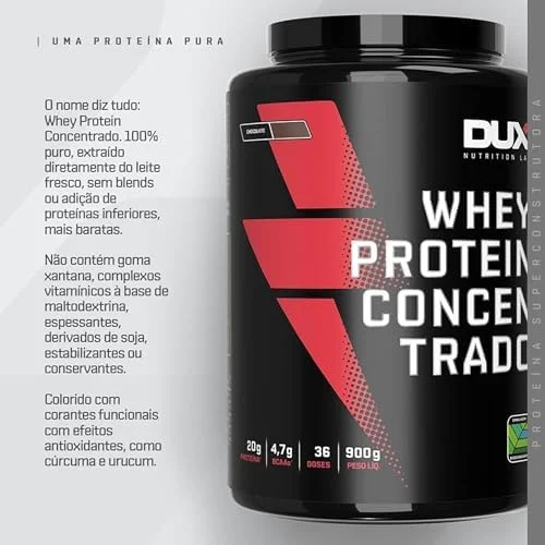 Whey Protein Concentrado Pote (900g), Chocolate Branco, Dux Human Health