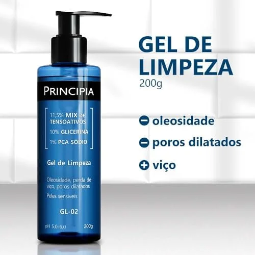 Gel de Limpeza Facial Suave Principia 11,5% Tensoativos + 10% Glicerina + 1% PCA Sódio GL-02 com 200g