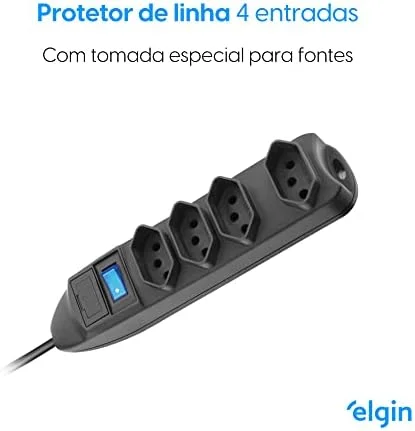 Filtro de Linha 4 Tomadas Elgin 2P+T 10A Preto Bivolt