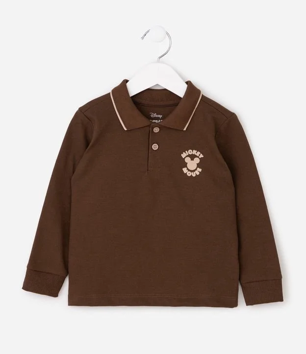 Polo Infantil Manga Longa com Mickey Minimal – Tam 2 a 6 Anos
