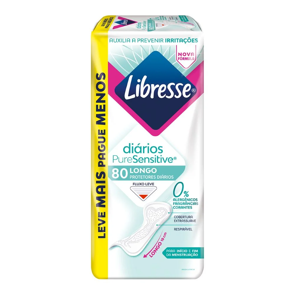 Protetores Diários Longo Libresse PureSensitive 80 Unidades
