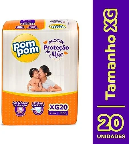 Fralda Pom Pom Protek Proteção de Mãe Jumbo XG 20 Unidades