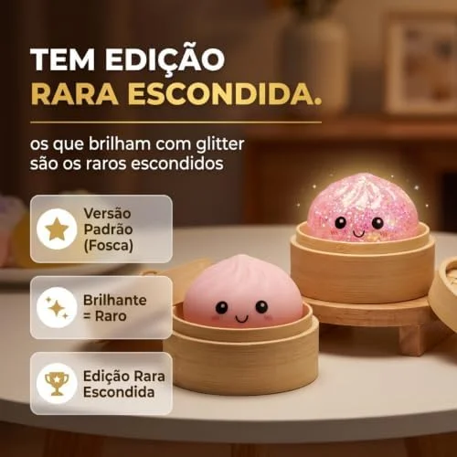 Squishy Anti Stress Paozinho Surpresa Caixinha Bambu Brinquedo Macio Glitter Cores Sortidas Colecionavel 3 Anos