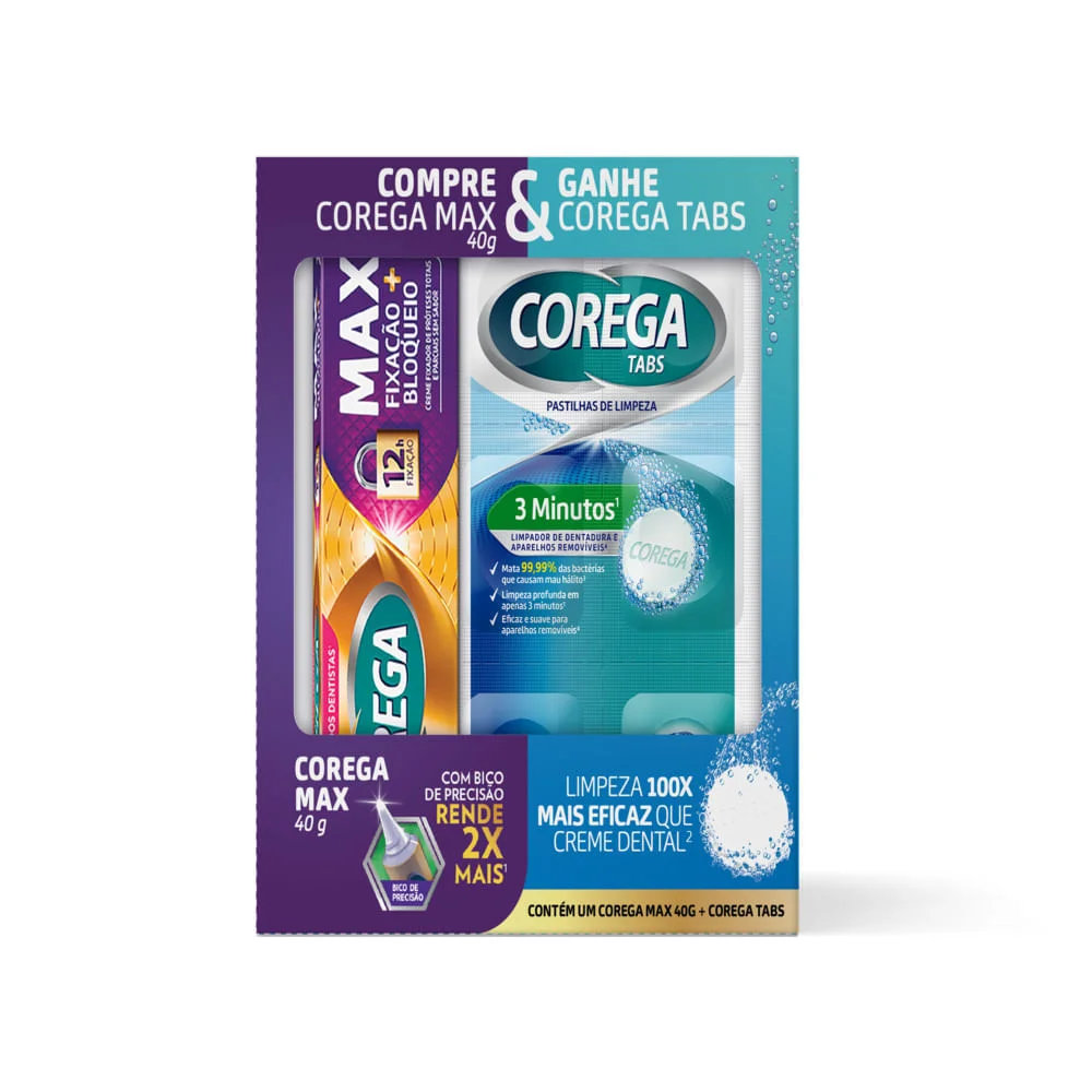 Kit Corega Max 40g + Corega Tabs