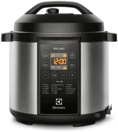 Electrolux Panela pressão elétrica Electrolux digital capacidade 6L silenciosa segura 10 travas segurança 15 receitas pré-programadas 3 níveis pressão PCC20 inox preto 127v por Rita Lobo