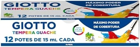 GIOTTO Tempera Guache, Tinta Guache em Pote de 15ml, 12 Cores