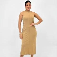 Vestido Via Tricot Modal Midi Regata Feminino