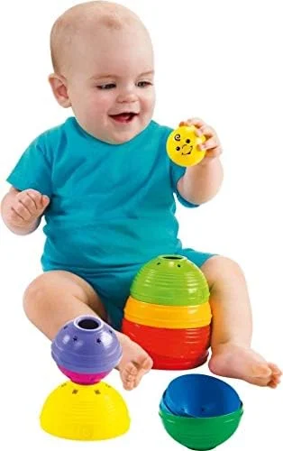 Fisher-Price Brinquedo para Bebês Potinhos Empilhar & Rolar para crianças a partir de 6 meses
