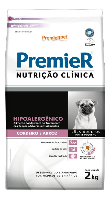 Ração Premier Nutrição Clínica Hipoalergênico Cães Pequeno Porte Cordeiro e Arroz