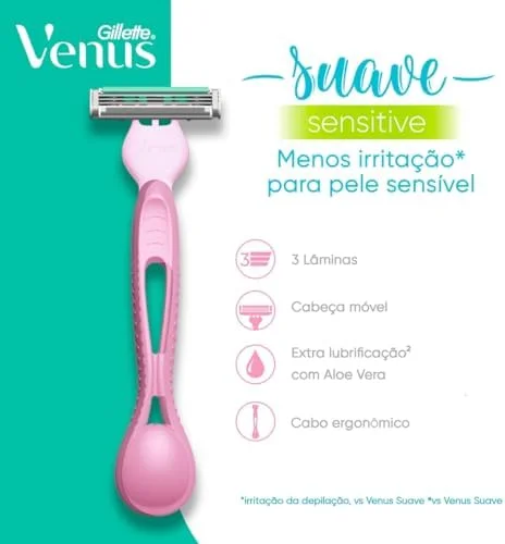 Gillette Venus Aparelho de Depilação Descartável Suave Sensitive, 4 Unidades