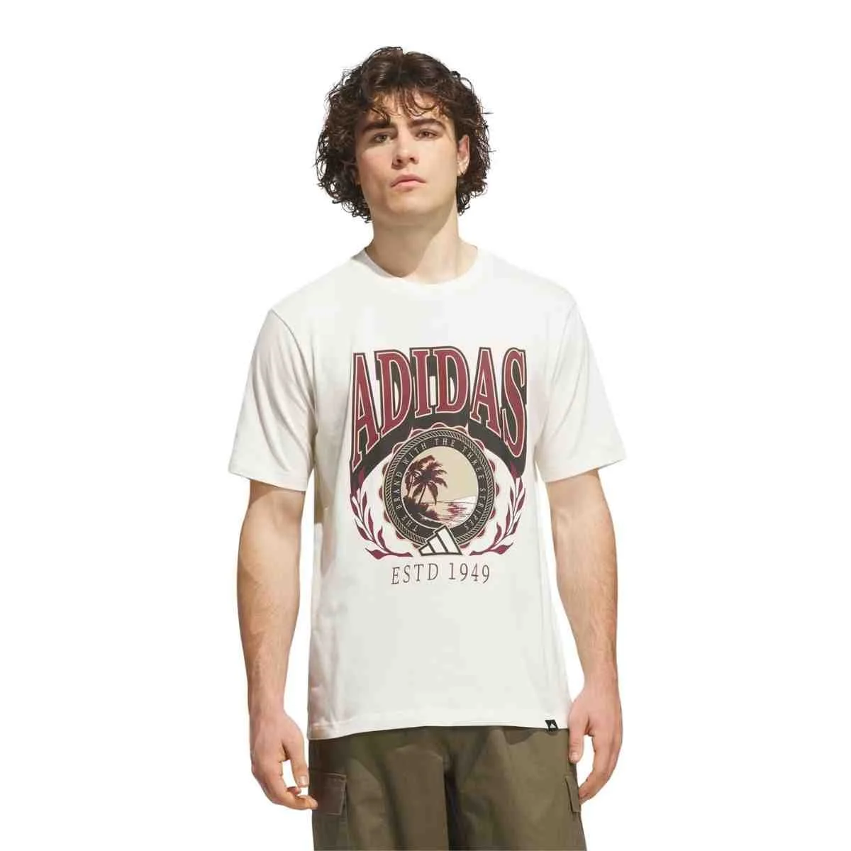 Camiseta Masc Mc Adidas Varsity-Crest-Graphic Off White