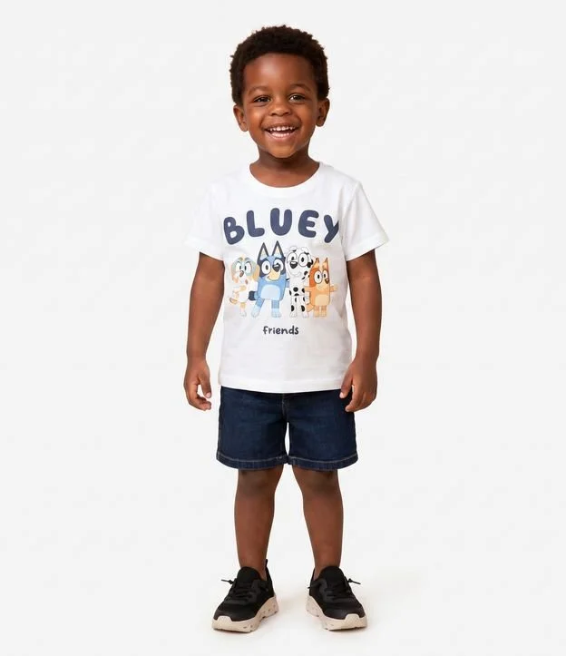 Camiseta Infantil com Estampa Bluey and Friends - Tam 2 a 6 anos