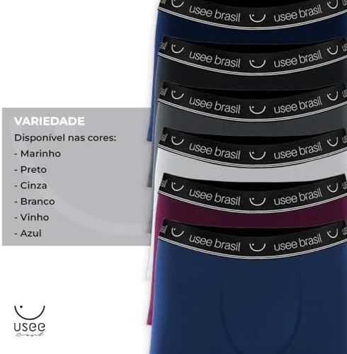 Usee Brasil Kit com 10 Cuecas Boxer Algodão Masculina Adulto – Confortável, Respirável, Tecido Macio, Alta Durabilidade, Modelagem Anatômica, Cós Elástico Reforçado, Ideal para Uso Diário