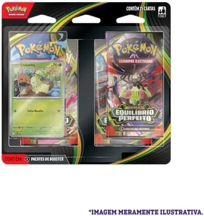 Pokémon TCG, Blister Quadrúplo Pokémon Chikorita ME03 Equilíbrio Perfeito