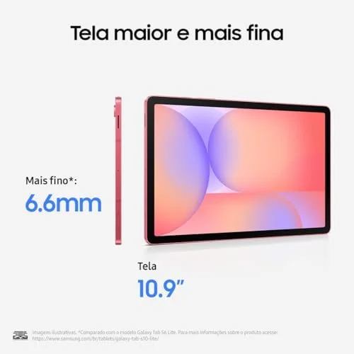Galaxy Tab S10 Lite, 128GB, Tela 10.9", WIFI, Vermelho