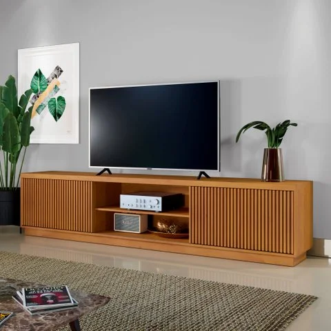 Rack Ripado para TV até 75 Polegadas 100% MDF 180cm 2 Portas Logan