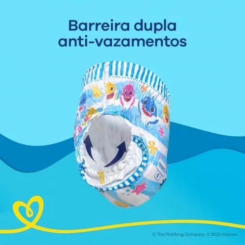 Fralda Pampers Splashers Para Nadar Baby Shark Tamanho XG 10 Unidades