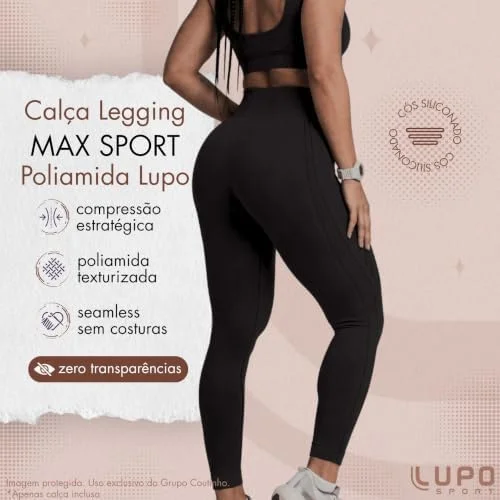 Calça Legging Lupo Fitness Feminina Esportiva Em Poliamida Texturizada a Ar Sem Costura