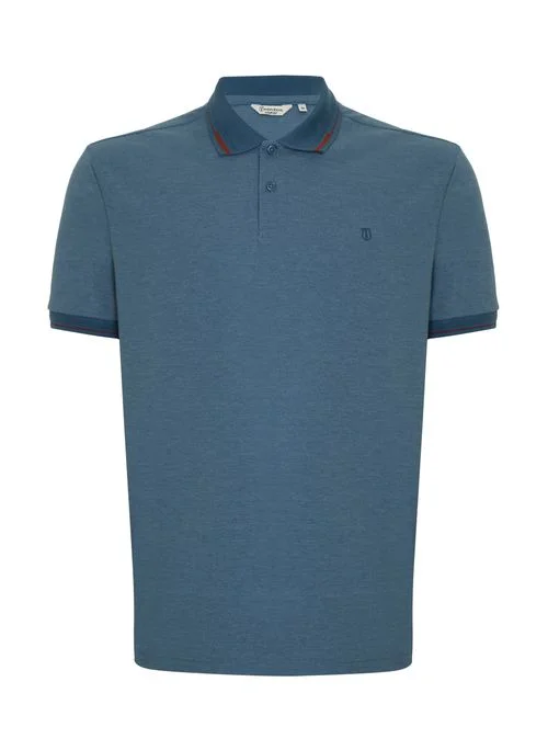 Polo Comfort Fit Piquet Gola Jacquard Masculina Individual