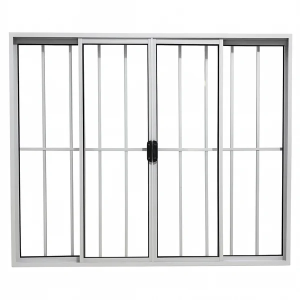 Vitrô 4 Folhas De Correr Aluminio Branco Com Grade 1,00x1,50