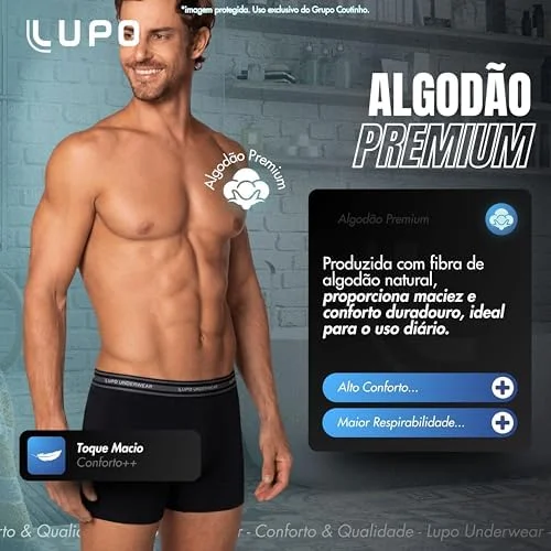 Kit 10 Cueca Boxer Lupo Algodão Cotton Respirável Masculina
