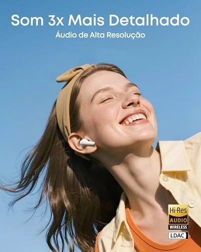 soundcore P31i da Anker, Fones de Ouvido Bluetooth com Tradução, Cancelamento de Ruído Adaptativo em Tempo Real, Som de Alta Resolução, 50H de Reprodução, Áudio Espacial, Carregamento Rápido, IP55