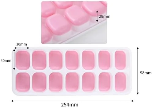 Kit 4 Unidades Forma Com Tampa Gelo Ice Flexivel Forminha Fundo Silicone 14 Cubos Alimentos Frutas Papinha