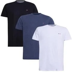 Kit Camiseta Industrie Básica Bordada França Clássico Algodão Premium Masculina 3 peças Cores