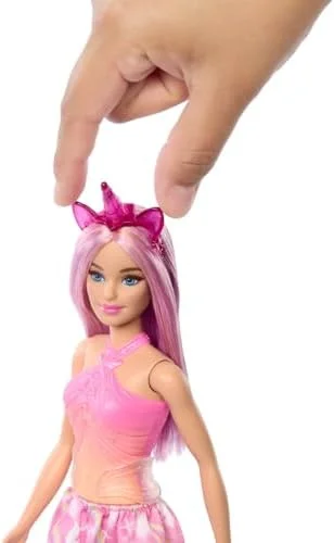 Barbie Fantasia Boneca Saia de Unicórnio de Sonho Rosa para crianças a partir de 3 anos