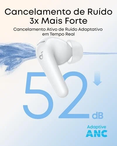 soundcore P31i da Anker, Fones de Ouvido Bluetooth com Tradução, Cancelamento de Ruído Adaptativo em Tempo Real, Som de Alta Resolução, 50H de Reprodução, Áudio Espacial, Carregamento Rápido, IP55