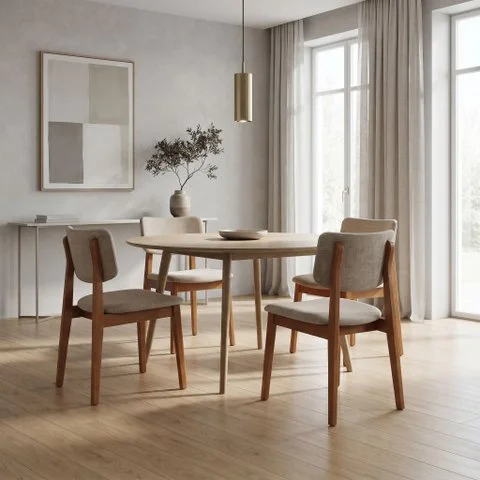 Kit 4 Cadeira de Jantar Madeira Maciça Manuela Estofada Premium Ergonomica Confortável Di Franco