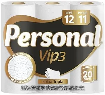 Personal Papel Higiênico Vip Folha Tripla Com 12 Rolos De 20M