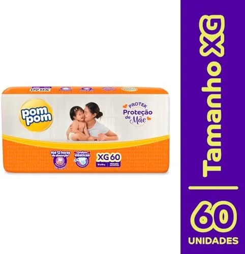 Fralda Pom Pom Protek Proteção de Mãe Hiper XG 60 Unidades