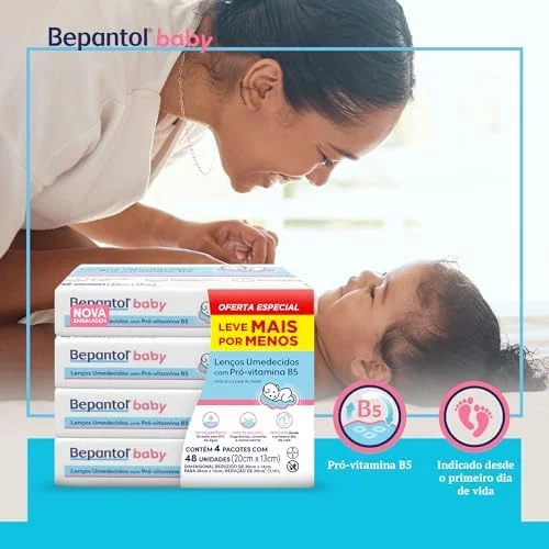 Bepantol Baby Lenço Umedecido para Bebê, Hipoalergênico, Kit Leve 4 Pague 3, 192 Unidades