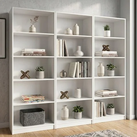 Kit 3 Estantes para Livros Multiuso 5 Nichos 175CMX156CM Montreal Yescasa Branco
