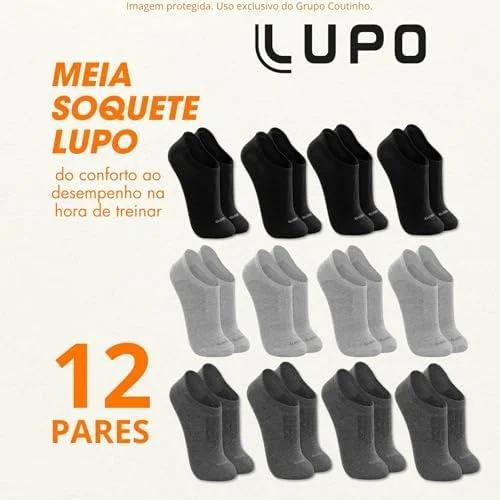 Kit 12 Pares Meia Lupo Sapatilha Soquete Invisível Original Unissex