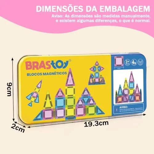 Blocos De Montar Magnéticos Construção 38 Peças Educativo Infantil