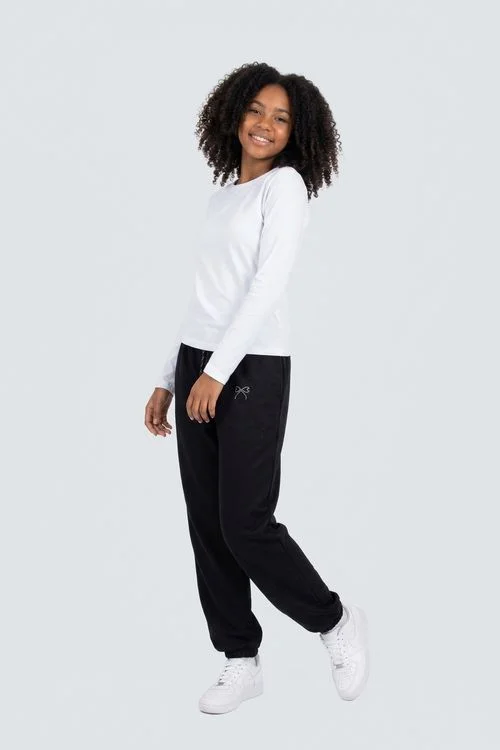 Calça Jogger Juvenil Menina Preta Laço Duplo