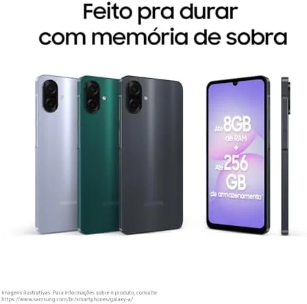 Celular Samsung Galaxy A07 256GB, 8GB, Câm. 50MP, Tela 6.7"- Verde