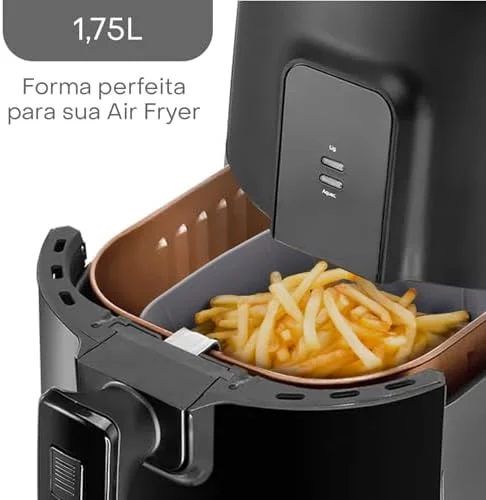 LYOR - Forma Quadrada de Silicone para Air Fryer Cinza 20Cm x 7Cm
