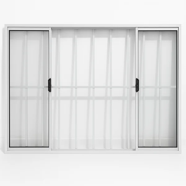 Foto de Vitrô 4 Folhas De Correr Aluminio Branco Com Grade 1,00x1,50
