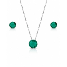 Conjunto Redondo com Zircônias Esmeralda