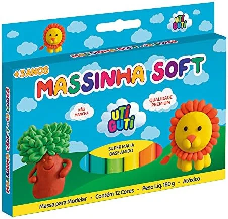 Utiguti Massa de Modelar Soft Estojo com 12 Cores 180G